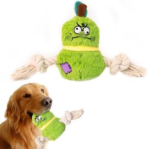 Chew Proof Plush Dog Toy - Soft & Durable Double Layer Fabrics, Squeaky & Bite-resistant Teething Toy for All Breeds, Interactive Crinkle Paper (Purple Mangosteen)