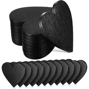 20 pcs Valentine Place Embellishment Decoration for Party Table Hearts Heart-Shape Ornaments Tags Wedding Slice Heart Black Crafts Personalised Discs Wooden Boards Craft Baubles