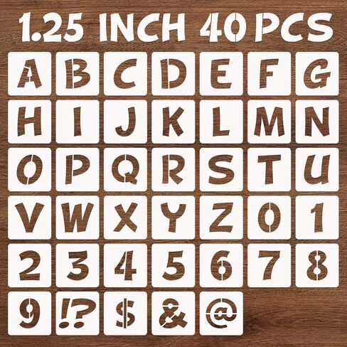 BAMIDELE 2 Inch Letter and Number Stencils, 40 Pcs Reusable Plastic Alphabet Spray Paint Stencils for Painting on Wood, Wall, Fabric, Rock, Chalkboard, Door Porch, Signage, DIY Craft Decoration in Saudi Arabia
