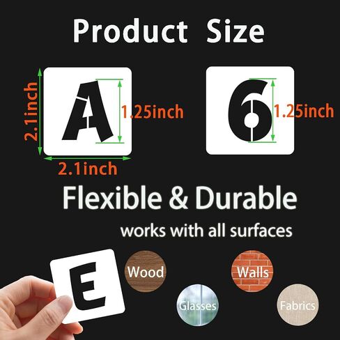 BAMIDELE 2 Inch Letter and Number Stencils, 40 Pcs Reusable Plastic Alphabet Spray Paint Stencils for Painting on Wood, Wall, Fabric, Rock, Chalkboard, Door Porch, Signage, DIY Craft Decoration in Saudi Arabia