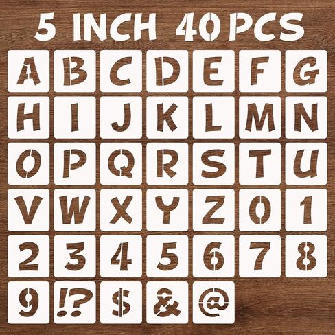 BAMIDELE 2 Inch Letter and Number Stencils, 40 Pcs Reusable Plastic Alphabet Spray Paint Stencils for Painting on Wood, Wall, Fabric, Rock, Chalkboard, Door Porch, Signage, DIY Craft Decoration in Saudi Arabia