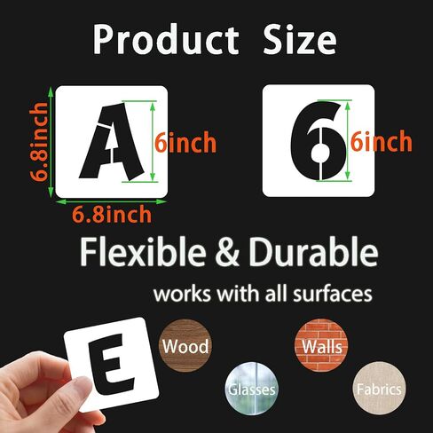 BAMIDELE 2 Inch Letter and Number Stencils, 40 Pcs Reusable Plastic Alphabet Spray Paint Stencils for Painting on Wood, Wall, Fabric, Rock, Chalkboard, Door Porch, Signage, DIY Craft Decoration in Saudi Arabia
