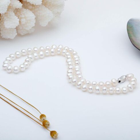 VIKI LYNN Pearl Necklace 6-7mm AAA Freshwater Cultured Pearl Choker Jewelry for Women 16 Inch in Saudi Arabia