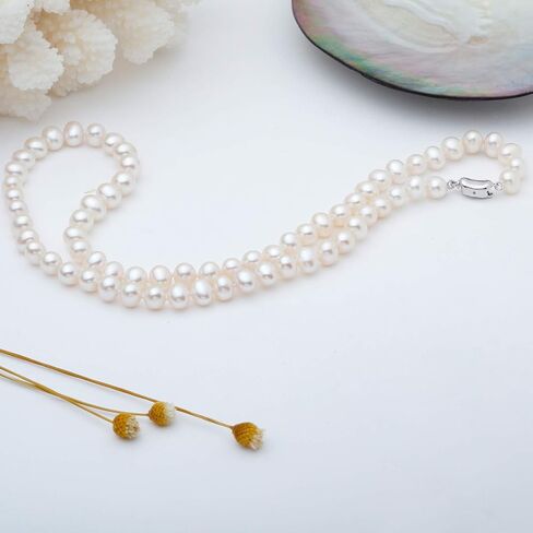 VIKI LYNN Pearl Necklace 6-7mm AAA Freshwater Cultured Pearl Choker Jewelry for Women 16 Inch in Saudi Arabia