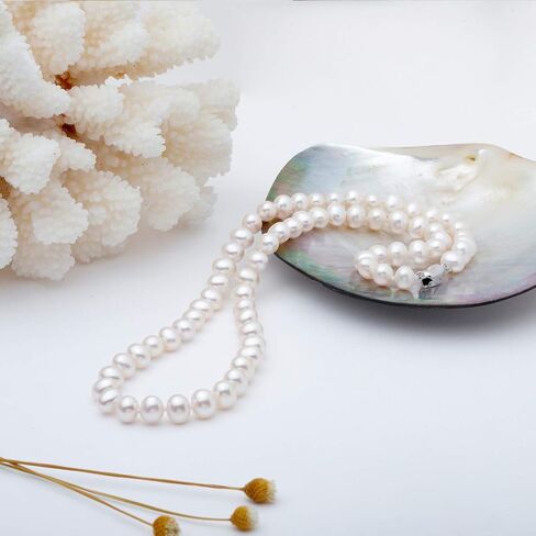 VIKI LYNN Pearl Necklace 6-7mm AAA Freshwater Cultured Pearl Choker Jewelry for Women 16 Inch in Saudi Arabia