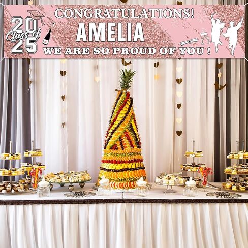 2023 Graduation Banners Graduation Decorations Party Supplies Personalized Congrats Grad Banner with 78 Alphabet Stickers for Car, High School, College, Doctorate Class Backdrop 71 x 16 Inch (Pink) in Kuwait