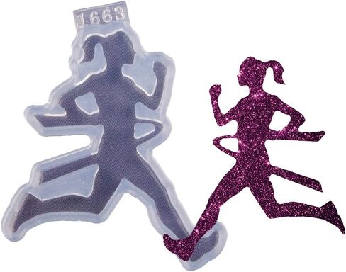 Cute Running Woman/Man Silicone Mold Resin Mold Epoxy Resin Casting Mold for DIY UV Resin Craft Jewelry Making Chocolate Cake Mold in Kuwait