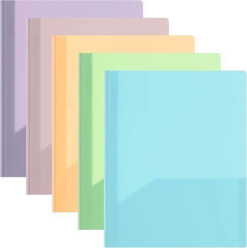 50 Pcs Cute Plastic Folders with Pockets and 3 Prongs, Pastel Colors, Durable File Folders with Fasteners and Pockets for Documents, Tear Resistant Office, School Supplies in Saudi Arabia