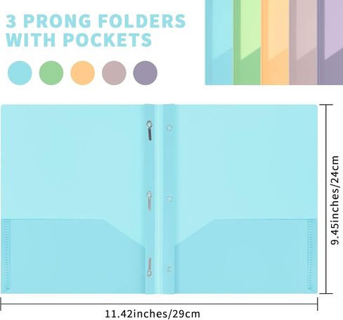 50 Pcs Cute Plastic Folders with Pockets and 3 Prongs, Pastel Colors, Durable File Folders with Fasteners and Pockets for Documents, Tear Resistant Office, School Supplies in Saudi Arabia
