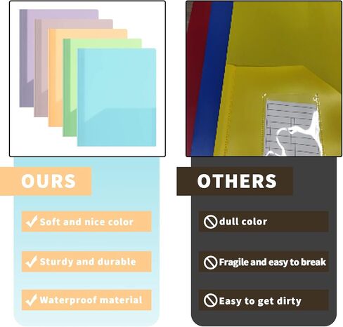 50 Pcs Cute Plastic Folders with Pockets and 3 Prongs, Pastel Colors, Durable File Folders with Fasteners and Pockets for Documents, Tear Resistant Office, School Supplies in Saudi Arabia