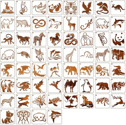 60 Pieces Animal Stencils for Painting, 3 Inch DIY Stencils for Crafts Reusable, Paint Stencils Set for Wood Fabric Rock Chalkboard Wall Home Decor in Saudi Arabia