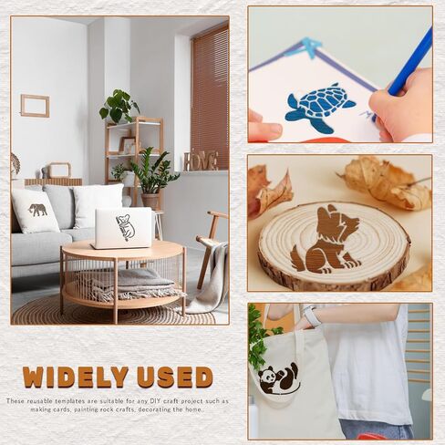 60 Pieces Animal Stencils for Painting, 3 Inch DIY Stencils for Crafts Reusable, Paint Stencils Set for Wood Fabric Rock Chalkboard Wall Home Decor in Saudi Arabia