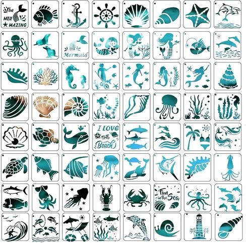 60 Pieces Animal Stencils for Painting, 3 Inch DIY Stencils for Crafts Reusable, Paint Stencils Set for Wood Fabric Rock Chalkboard Wall Home Decor in Saudi Arabia