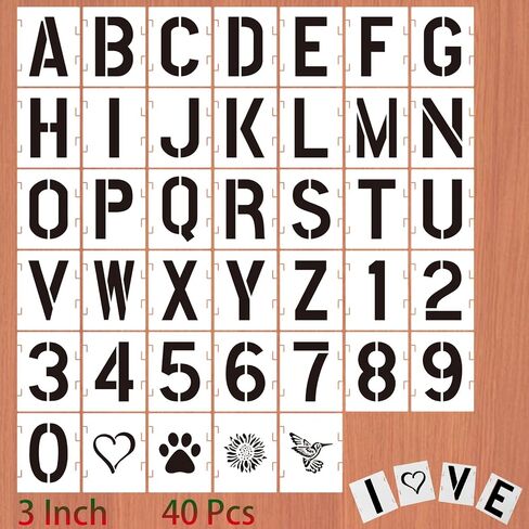 40 Pcs 3 Inch Letter Stencils Numbers Craft Stencils,Reusable Alphabet Templates for Painting on Wood, Wall, Fabric Wood, Wall, Fabric, Rock, Signage in Saudi Arabia