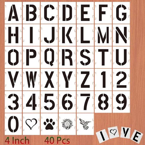 40 Pcs 3 Inch Letter Stencils Numbers Craft Stencils,Reusable Alphabet Templates for Painting on Wood, Wall, Fabric Wood, Wall, Fabric, Rock, Signage in Saudi Arabia