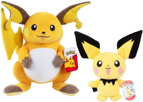 Pokemon 12" Pikachu & 8" Pichu Plush, 2 Pack - Evolution Set - Officially Licensed - Authentic Soft Stuffed Animal Toy Figures - Easter Basket Stuffer Gift for Kids, Boys, Girls - 2+ in Kuwait