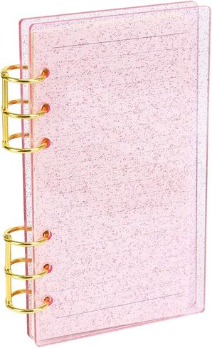 Buqoo 6 Ring Binder, A6 Clear Frosted Acrylic Planner Budget Binder Notebook Cover, Metal Round Ring, Waterproof Durable Binder Notebook with 45 Sheets Lined Inner Papers in Kuwait