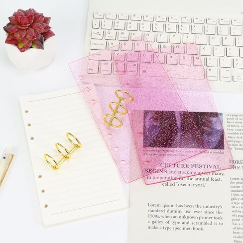 Buqoo 6 Ring Binder, A6 Clear Frosted Acrylic Planner Budget Binder Notebook Cover, Metal Round Ring, Waterproof Durable Binder Notebook with 45 Sheets Lined Inner Papers in Kuwait