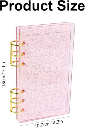 Buqoo 6 Ring Binder, A6 Clear Frosted Acrylic Planner Budget Binder Notebook Cover, Metal Round Ring, Waterproof Durable Binder Notebook with 45 Sheets Lined Inner Papers in Kuwait