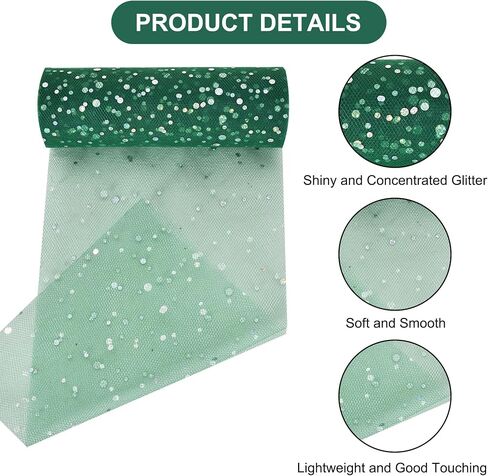 Dark Green Glitter Tulle Rolls 6 Inch by 10 Yards Sequin Tulle Fabric Ribbon for DIY Tutu Skirt Sewing Bow Decorations Craft Supplies Birthday Wedding Baby Shower Party Decoration in Kuwait