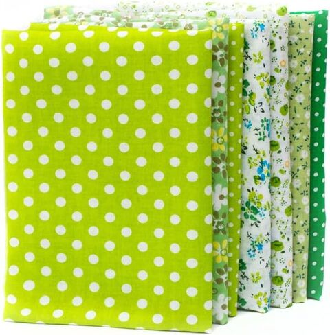 RAYLINEDO 7PCS 5050cm مختلف النمط المرقور النسيج الحرف المطبوعة المربعات المختلطة حزمة اللحف بالخياطة SHOTCRAFT ARTCRAFT DIY Series Green Series in Kuwait