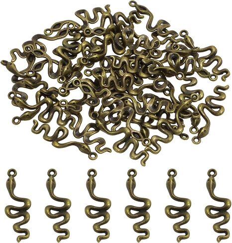 Tupalizy 100PCS Small Snake Charm Vintage Animal Charms Pendant Decor for Bracelets Necklaces Earrings Jewelry Making Findings Purse Key Chains DIY Crafts Halloween Christmas Party Gifts Accessories in Saudi Arabia
