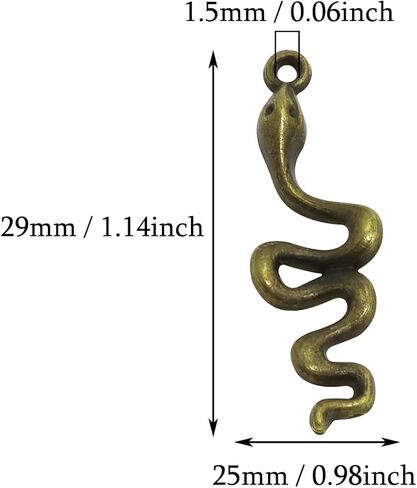 Tupalizy 100PCS Small Snake Charm Vintage Animal Charms Pendant Decor for Bracelets Necklaces Earrings Jewelry Making Findings Purse Key Chains DIY Crafts Halloween Christmas Party Gifts Accessories in Saudi Arabia