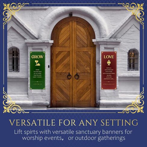 4 Pcs Fall Church Banners with Scripture Autumn Harvest Religious for Fall Thanksgiving Sanctuary Wall Worship Bible Verse Christian Praise Hanging Signs Church Decor in Kuwait