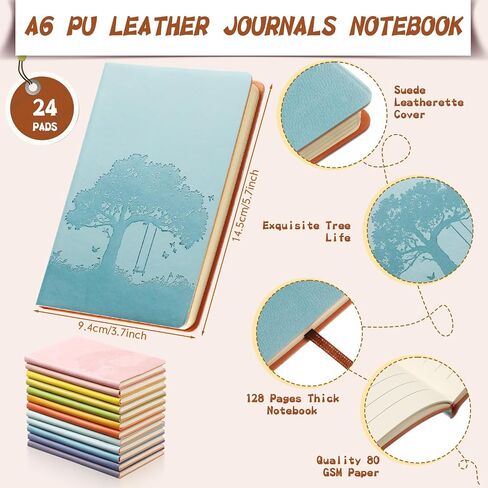 TaoBary 36 Pcs A6 PU Leather Journals Notebook Bulk Colorful Tree Life Lined Journal Soft Leather Cover Ruled Writing Notebook for Writing Office School Home Business 128 Pages (Fresh Color) in Saudi Arabia