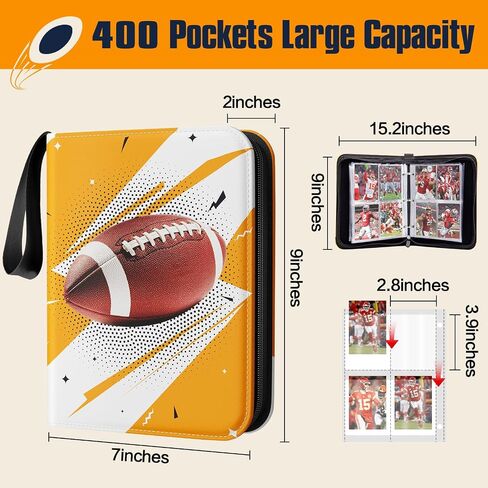 Baseball Trading Card Binder 4 Pocket Gifts for Boys Girls, Waterproof 400 Pockets Card Holder Album with 50 Removable Sleeves for Baseball Cards - Binder Display Storage Carrying Case in Kuwait