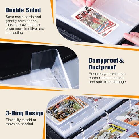 Baseball Trading Card Binder 4 Pocket Gifts for Boys Girls, Waterproof 400 Pockets Card Holder Album with 50 Removable Sleeves for Baseball Cards - Binder Display Storage Carrying Case in Kuwait