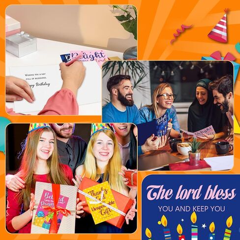 48 Pack Religious Christian Birthday Cards Bulk with Scripture Assorted Bible Verse 4.5 x 6.2 Inch Christian Blessings Birthday Greeting Cards with Envelopes and Stickers(Classic Style) in Kuwait