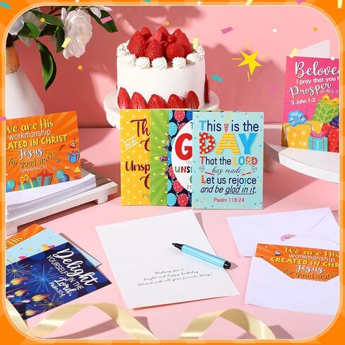 48 Pack Religious Christian Birthday Cards Bulk with Scripture Assorted Bible Verse 4.5 x 6.2 Inch Christian Blessings Birthday Greeting Cards with Envelopes and Stickers(Classic Style) in Kuwait
