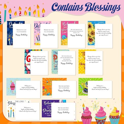 48 Pack Religious Christian Birthday Cards Bulk with Scripture Assorted Bible Verse 4.5 x 6.2 Inch Christian Blessings Birthday Greeting Cards with Envelopes and Stickers(Classic Style) in Kuwait
