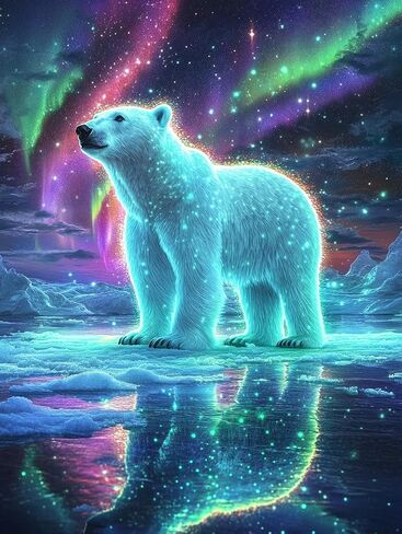 HLYSKXKBEC Polar Bear Diamond Painting Kits for Adults, Aurora Art DIY Full Round Drill 5D Full Drill Crystal Rhinestone Diamond Art Kits,Gem Art Craft Home Wall Decor 12 x 16 Inch in Saudi Arabia