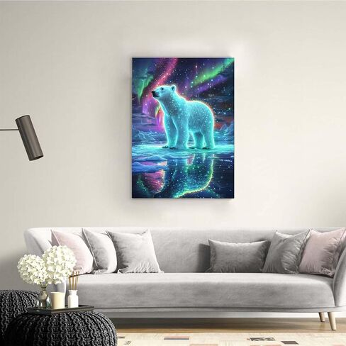 HLYSKXKBEC Polar Bear Diamond Painting Kits for Adults, Aurora Art DIY Full Round Drill 5D Full Drill Crystal Rhinestone Diamond Art Kits,Gem Art Craft Home Wall Decor 12 x 16 Inch in Saudi Arabia