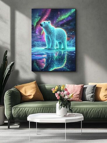 HLYSKXKBEC Polar Bear Diamond Painting Kits for Adults, Aurora Art DIY Full Round Drill 5D Full Drill Crystal Rhinestone Diamond Art Kits,Gem Art Craft Home Wall Decor 12 x 16 Inch in Saudi Arabia