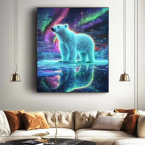 HLYSKXKBEC Polar Bear Diamond Painting Kits for Adults, Aurora Art DIY Full Round Drill 5D Full Drill Crystal Rhinestone Diamond Art Kits,Gem Art Craft Home Wall Decor 12 x 16 Inch in Saudi Arabia