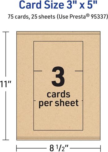 Avery Printable Rectangle Cards with Sure Feed Technology, 3" x 5", Kraft Brown Cardstock, Laser/Inkjet, 150 Total, Great for Index Cards and Recipe Cards in Saudi Arabia