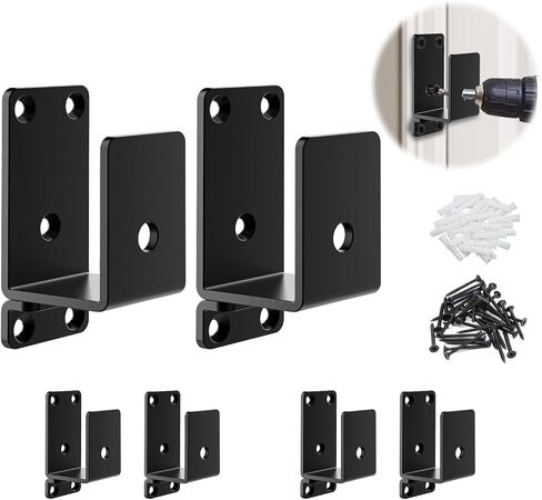 6Pack Door Barricade Brackets ، 2 × 4 أقواس أمان الباب الثقيلة ل 2 × 4 من الأخشاب ، حامل بار مفتوح in Kuwait