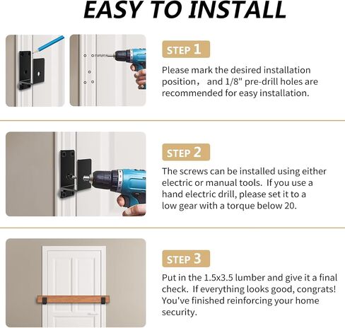 6Pack Door Barricade Brackets ، 2 × 4 أقواس أمان الباب الثقيلة ل 2 × 4 من الأخشاب ، حامل بار مفتوح in Kuwait
