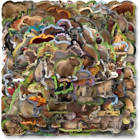 حزمة ملصقات Capybara 120pcs ، ملصقات كرتونية لطيفة فينيل مقاومة للماء ، شارات رسومات على شكل زجاجة ماء محمول من سجلات الكلام المحمول.