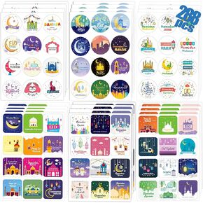 288 PCS Eid Mubarak Stickers Ramadan Stickers for Kids Ramadan Mubarak Stickers, Ramadan Kareem Stickers رمضان مبارك Ramadan Decoration for Eid Al Fitr & Eid Al Adha Festival