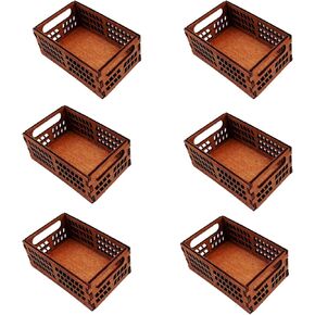 Miniature Dollhouse Mini Baskets Storage Baskets Fruit Basket Tiny Basket Food Bread Basket,Dollhouse Fairy Garden Accessories,6Pcs