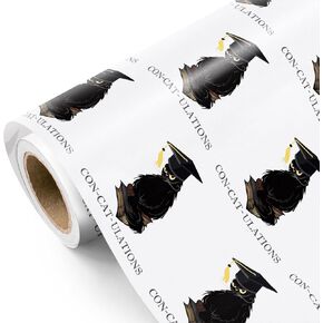 WRAPAHOLIC Graduation Wrapping Paper Roll - Mini Roll - 17 Inch x 16.5 Feet - Bachelor's Gown and Floral Wrapping Paper Perfect for Party, Celebration