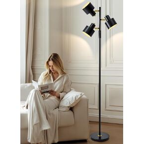 OYEARS Floor Lamp for Living Room Bright Lighting Tall Modern Industrial Vintage Standing Corner Lamps LED Metal Light Office Bedroom Study Gold Black White Matte Accent (3-Light, White)