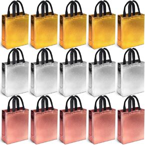 VGOODALL 15PCS حقائب الهدايا مع مقابض ، والفضة الذهب روز أكياس غير منسوجة مع اللامع اللامعة أكياس الهدايا قابلة لإعادة الاستخدام 8x4x10 بوصة in Kuwait
