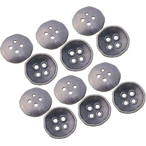 RECHERE 12 PCS Antique Silver Metal Buttons 4-Hole Craft for DIYS Sewing Embellishment (15mm)