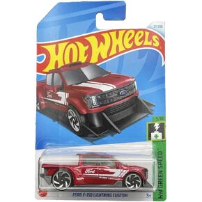 Hot Wheels Ford F-150 Lightning Custom 1:64 Scale Diecast Truck, Red, HW Green Speed 5/10