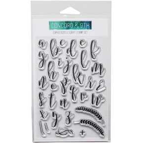 Concord & 9th 32 Clear Stamps for Cardmaking on 7"x4.5" Sheet of Letters for Birthdays, Thank You Card, Graduation and DIY Papercrafting